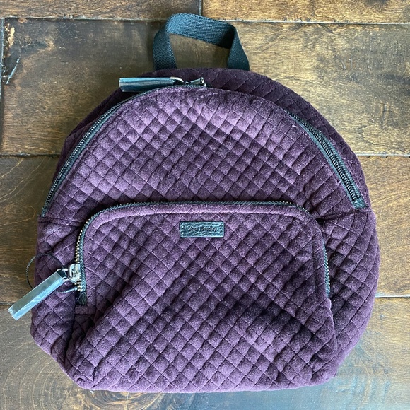 Vera Bradley Velvet Iconic Mini Backpack in Wine